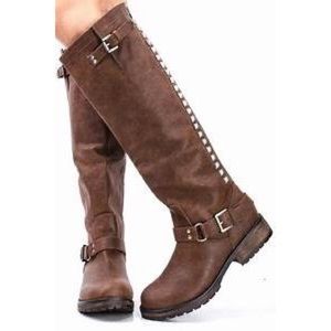 Vince Camuto brown leather studded riding boots
